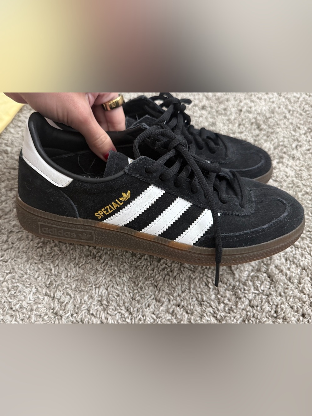 Adidas Black/White Classic Sneakers with Gum Soles - Picture 3 of 3